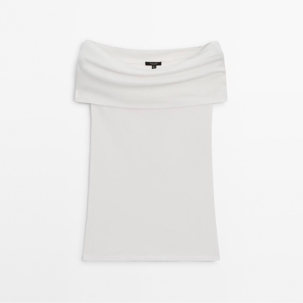 Massimo Dutti White Short-Sleeve Crew Top